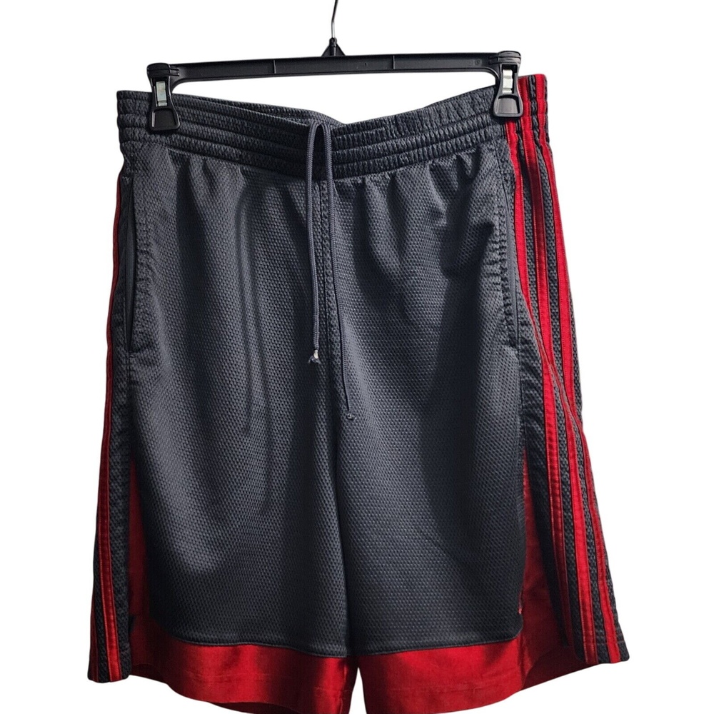 Adidas Athletic Shorts 3-Stripe Running Gym Training Gray Red Women's L